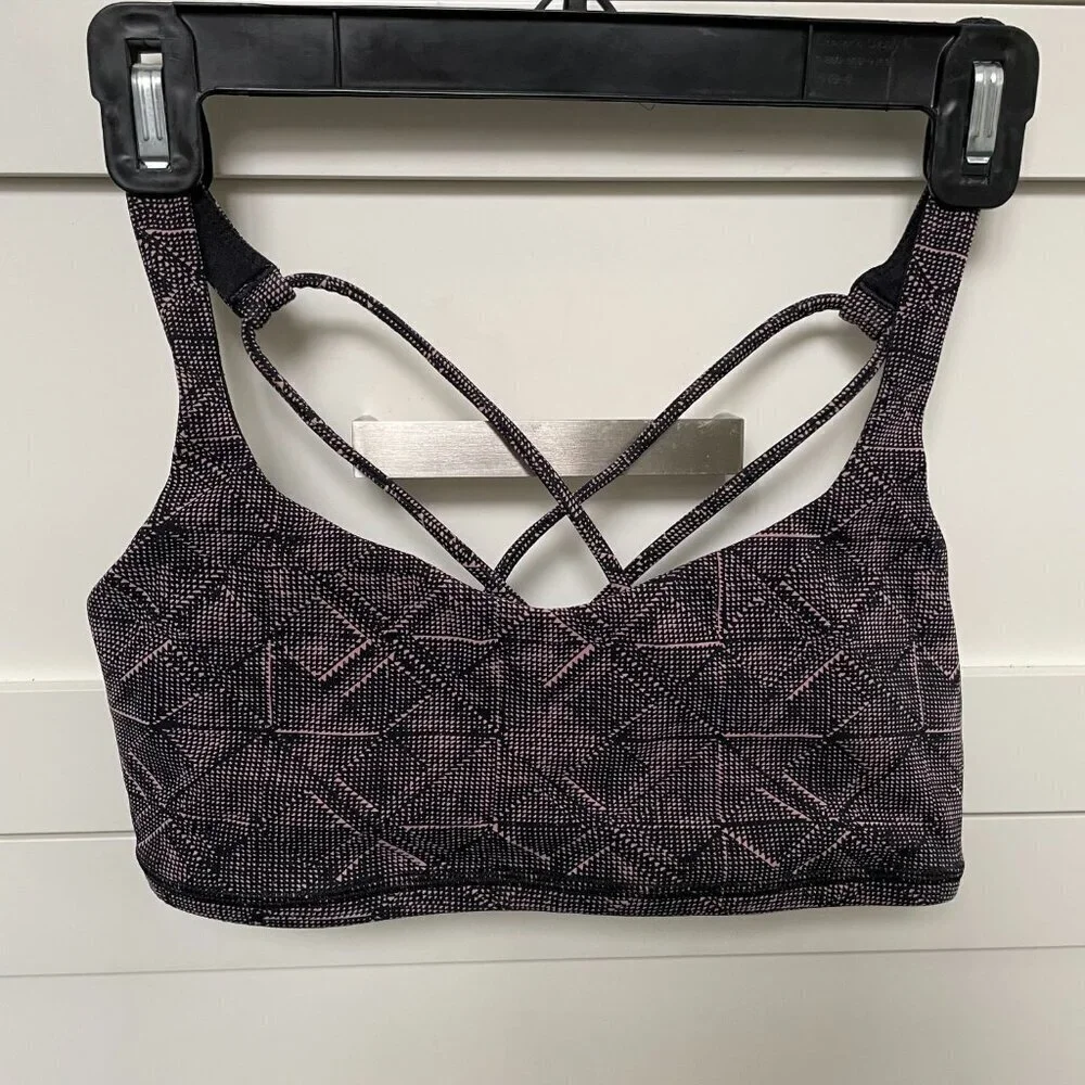 Lululemon Free To Be Bra Lightweight Sports Yoga Workout Black & Pink Sz 6 - Picture 8 of 8